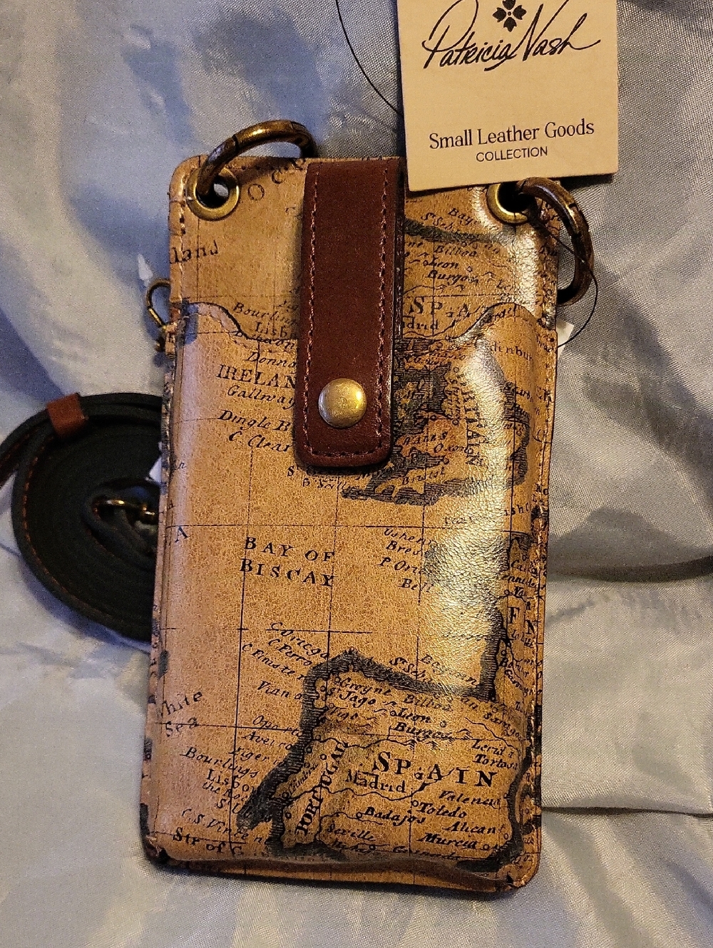Patricia Nash Farleigh European Map Print Crossbody Phone Case Wallet Bnwt AL M